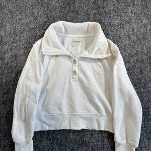 Abercrombie & Fitch White Quarter Zip Size S